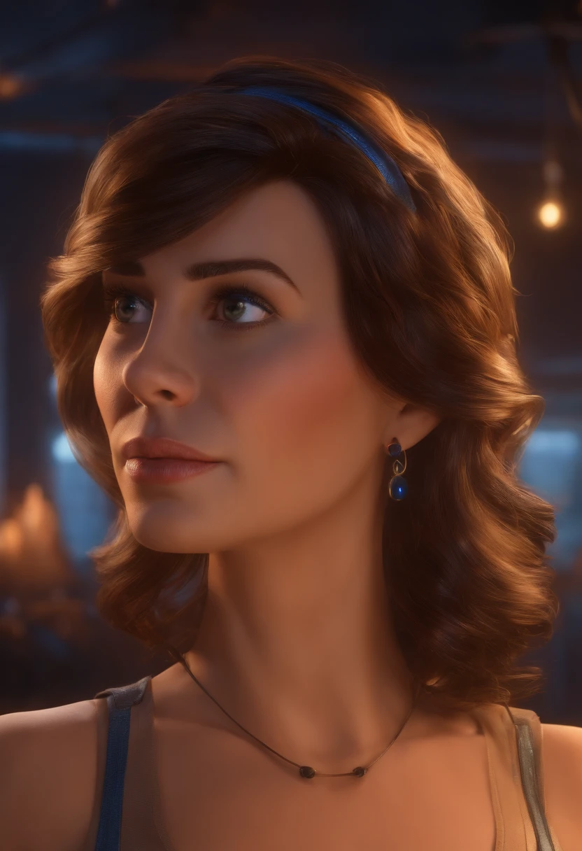 (best quality,highres,ultra-detailed), Pixar-inspired administrator, close-up, captivating facial expressions, touch of unreality, on computer, with lights, medium hair, 40 years old, vibrant colors, studio lighting, detailed facial features