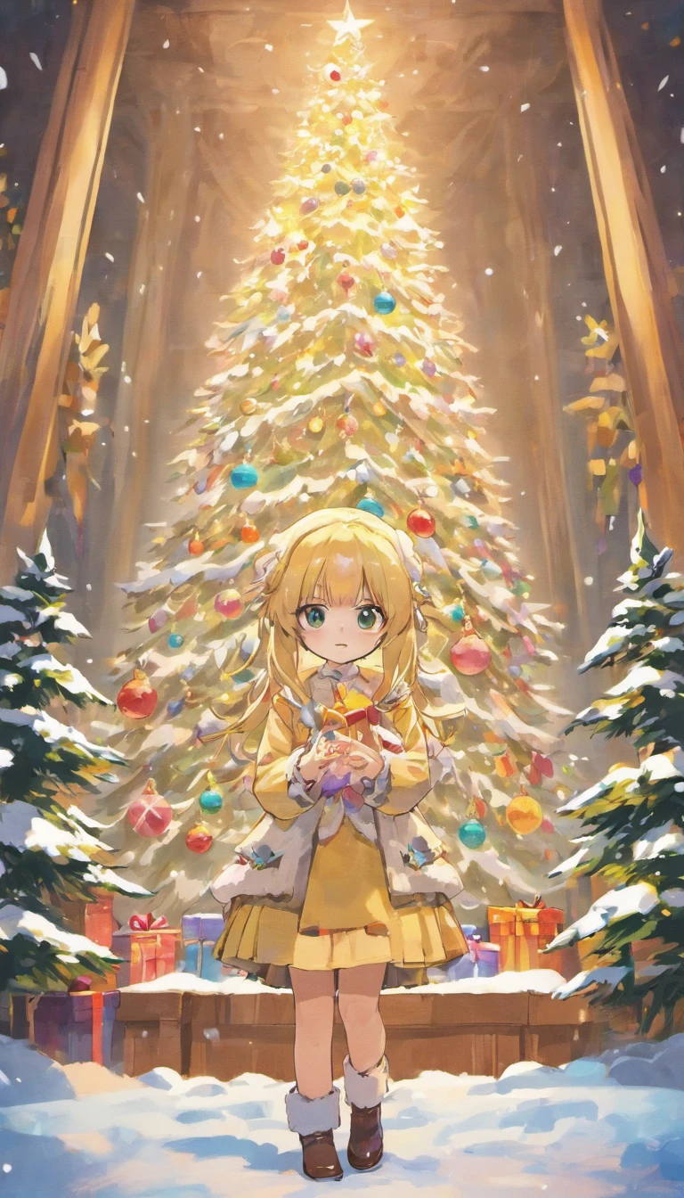 Christmas tree imitation and snow imitation in a carton box decoration