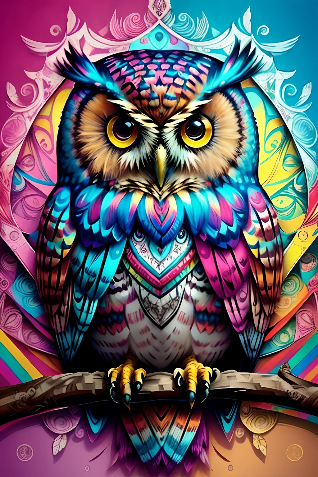 (Owl Bird), Eduardo Kobra acolchoamento ,multidimensional geometric wall PORTRAIT, arte, Chibi,
yang08k, lindo, Colouring,
Primary works, qualidade superior, melhor qualidade, Arte Oficial, Beautiful and Aesthetic,