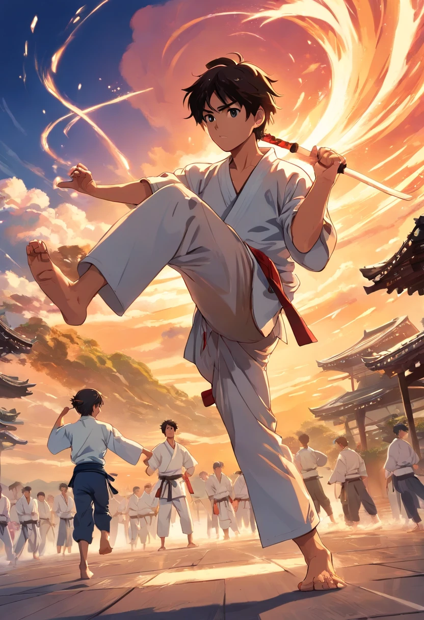 Karate ??? Movies Recreate Battle Scenes, personagem masculino, cabelo grande,  coque, cabelo preto, cabelo preso, olhos castanhos, Karate-GI, Karateka, treinando, Tokyo Dojo
