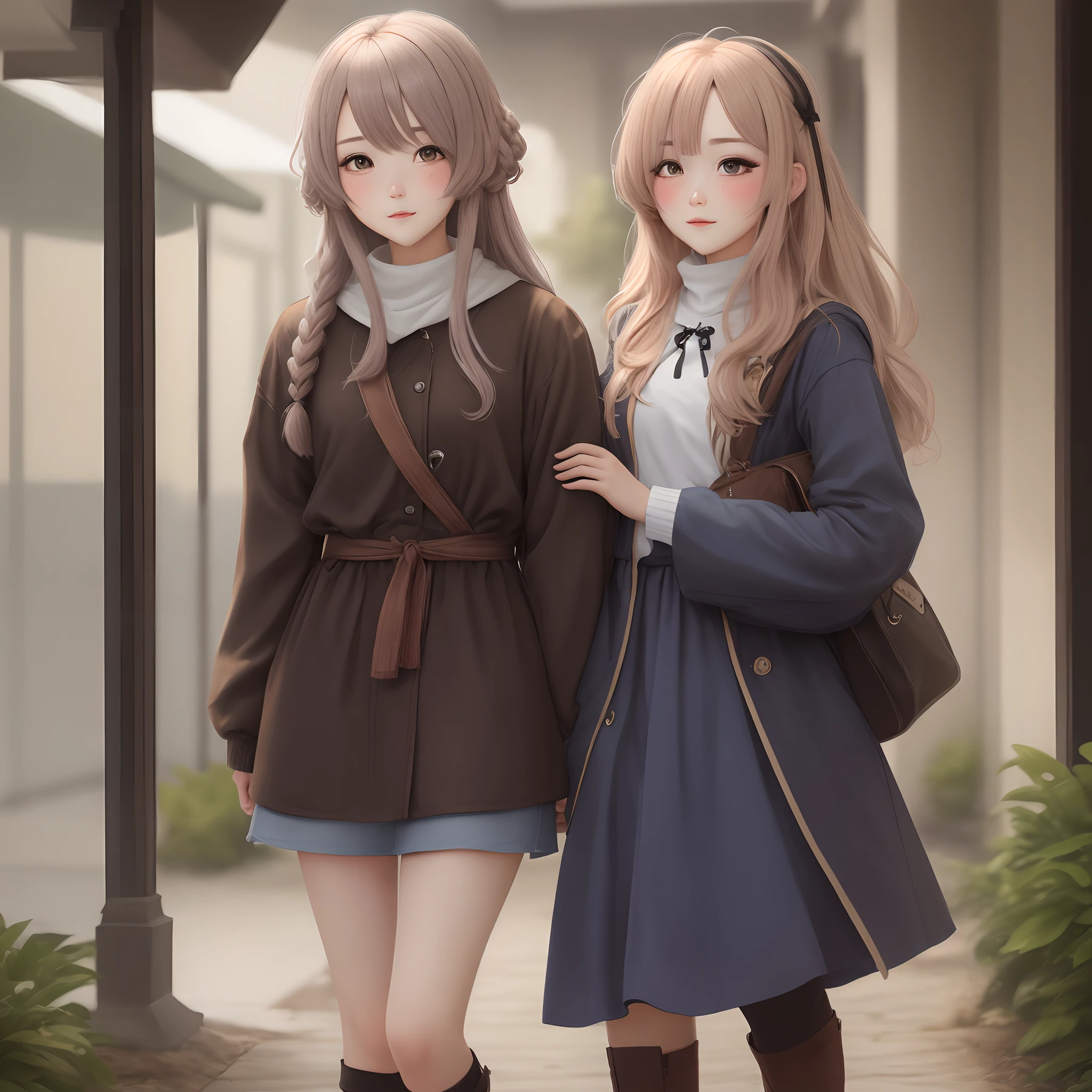 Knee-high tall hairstyle that hides one eye