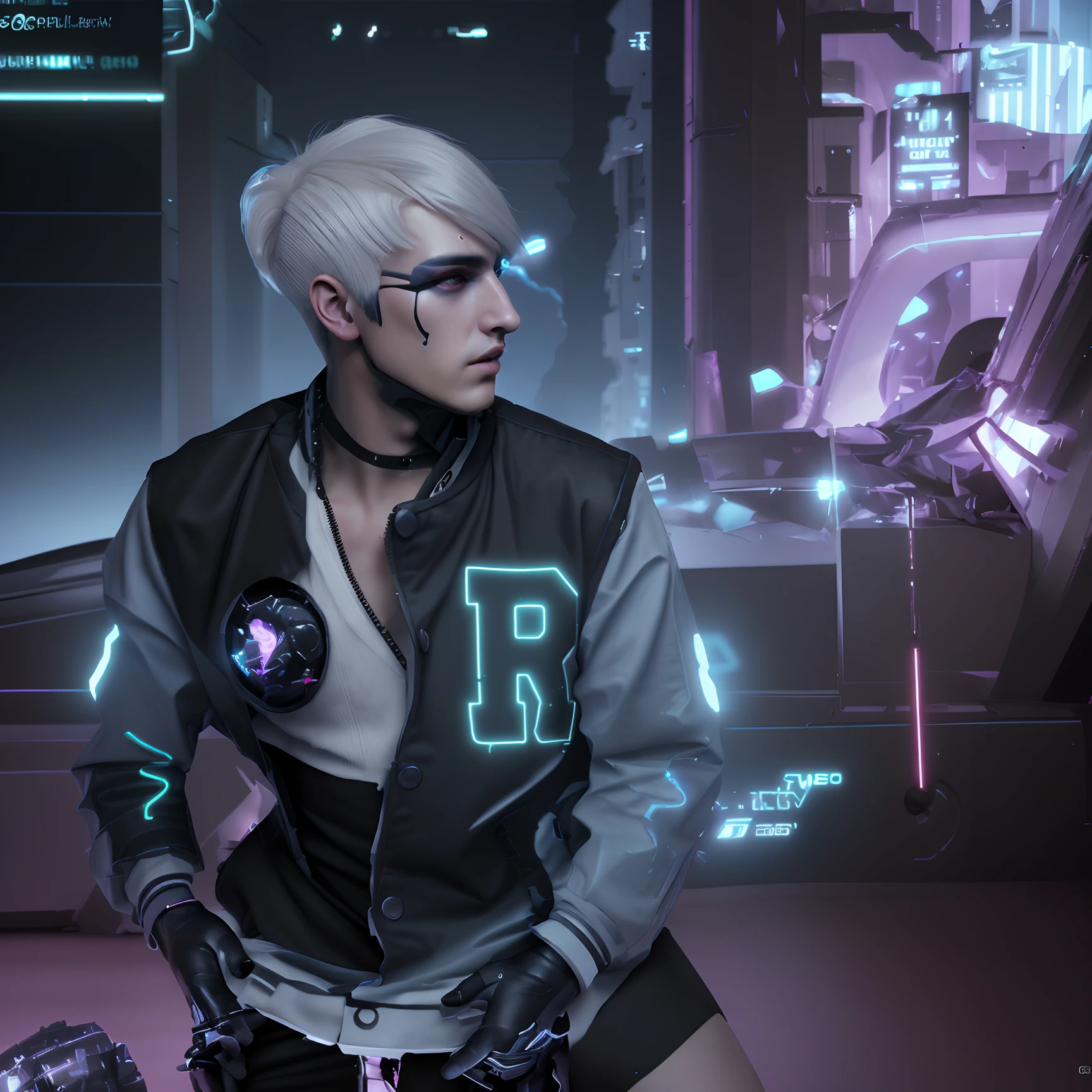 Change background cyber Punk handsome boy, realistic face, 8k Ultra realistic