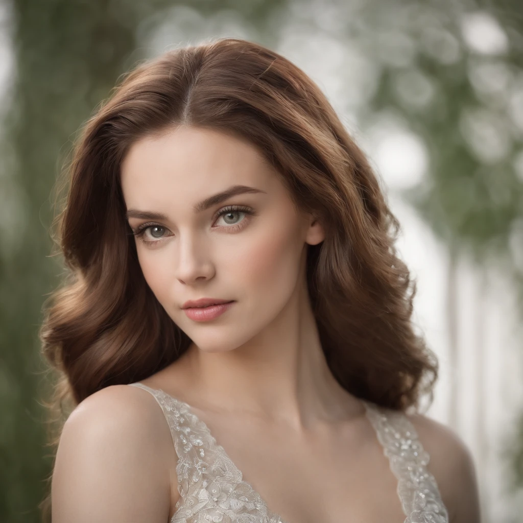 "Retrato de corpo inteiro de uma menina encantadora com cabelo cacheado, figura pequena, beautiful face, cativante olhos azuis, e tamanho modesto do busto, mostrando sua beleza natural."