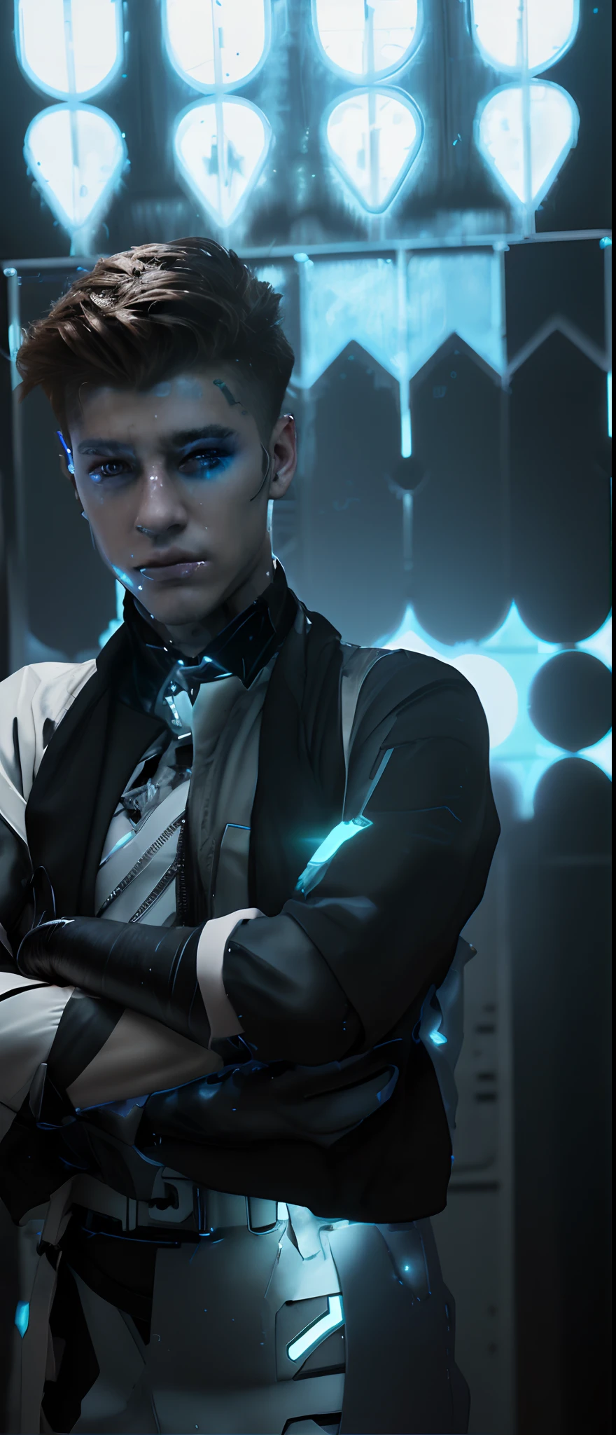 Change background cyber Punk handsome boy, realistic face, 8k Ultra realistic