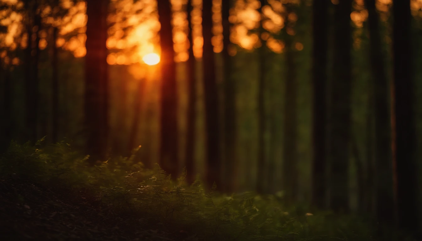 forest background sun set time orenge sky