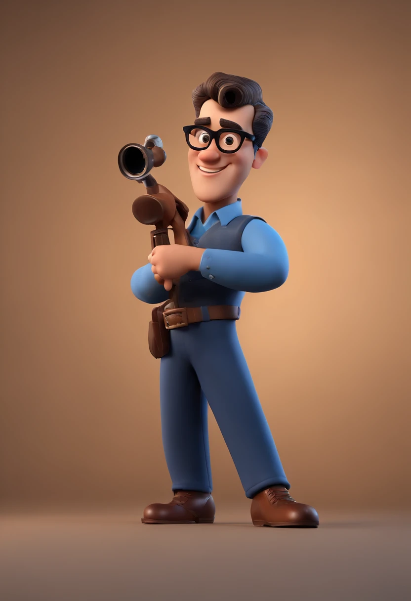 Cartoon character of a man wearing black glasses and a blue shirt, um personagem animado, Caractere estilizado, animation style rendering, 3D estilizado, Arnold Maya render, 3 d render stylized, toon render keyshot, Personagem 3D, Personagem 3D, 3d rendering stylized, 3 d character render, personagem de desenho animado, Personagem de close up, Pose de personagem,  (Estilo Pixar) (master part:1.2) (Bokeh) (best quality) (pele detalhada) (textura detalhada) (8k) (argila) (Cinematic lighting) (foco nítido