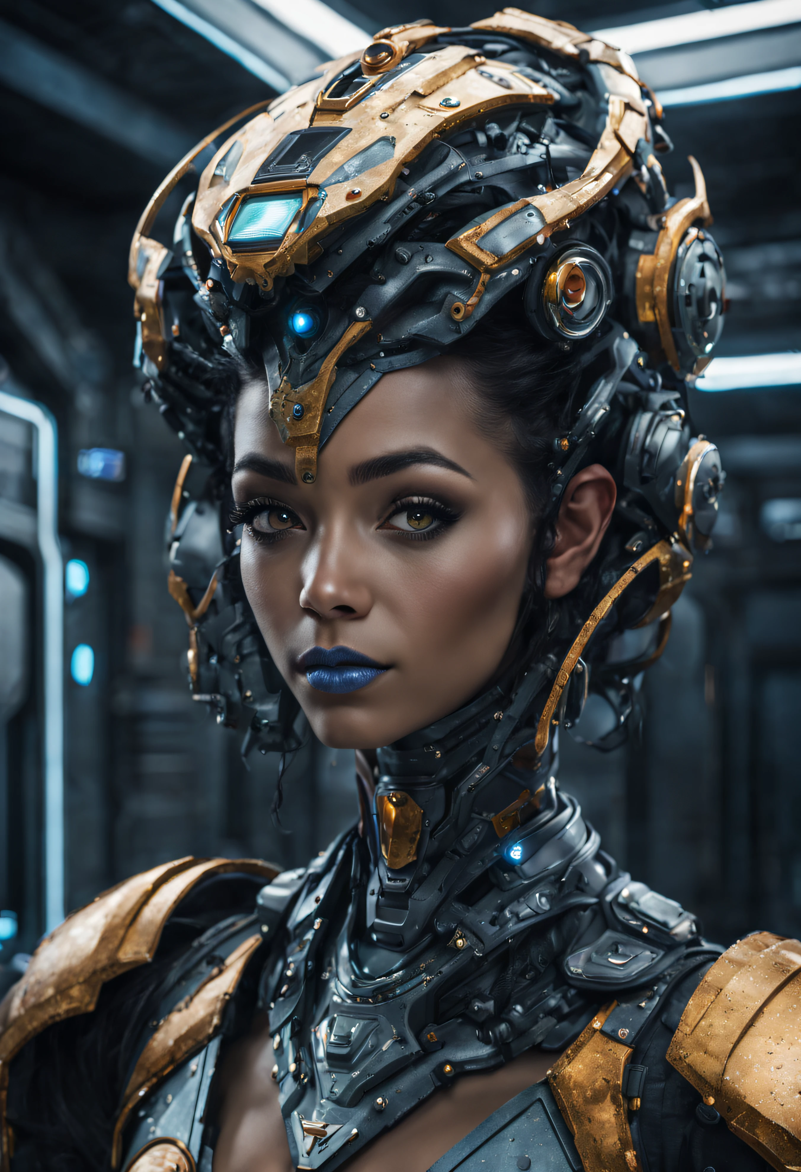 a (giraffe pattern ) yellow and black outfit,sword,beautiful cyberpunk woman,cyberpunk angry gorgeous goddess,beautiful cyborg girl ,hyper realistic,intricate details,cinematic lighting,vibrant colors,award winning,stunning,masterpiece
