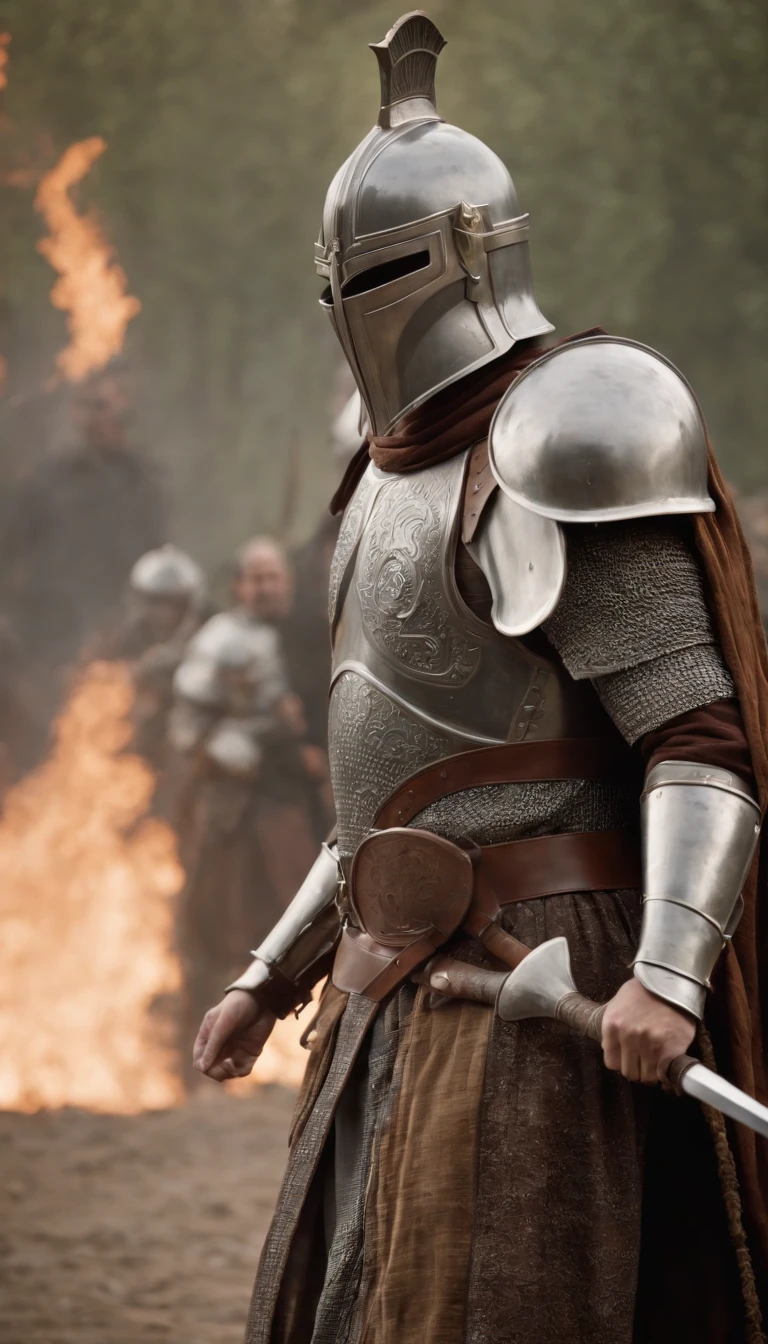 um grande, poderoso, Espada lendária com muitos detalhesDepict a battle with contrasting colors between good and evil, showing the Guardians in armor, light and shadow visual effects, conveying the intensity of the fight.