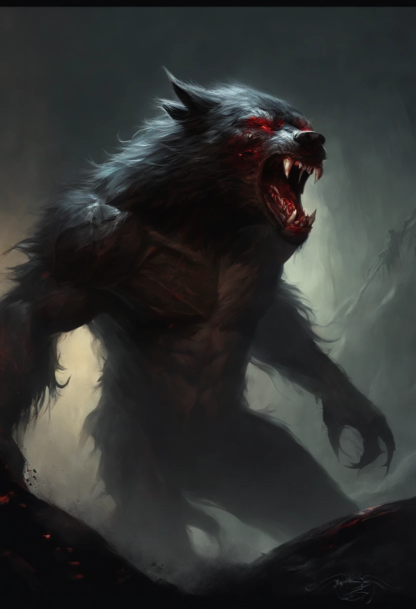 male werewolf, howling, concept art, mid transformation, night, nipples, pussy, hi res, masterpiece, absurd res, 2023, extreme detail, torn clothed, crying, all fours, multi breasts, dog penis,
