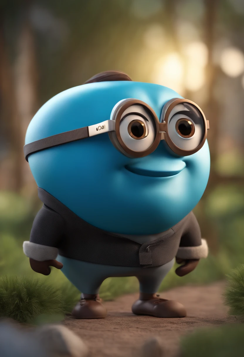 Cartoon character of a man wearing black glasses and a blue shirt, um personagem animado, Caractere estilizado, animation style rendering, 3D estilizado, Arnold Maya render, 3 d render stylized, toon render keyshot, Personagem 3D, Personagem 3D, 3d rendering stylized, 3 d character render, personagem de desenho animado, Personagem de close up, Pose de personagem, (Estilo Pixar) (master part:1.2) (Bokeh) (best quality) (pele detalhada) (textura detalhada) (8k) (argila) (Cinematic lighting) (foco nítido,Senta e vaza a parte superior do corpo