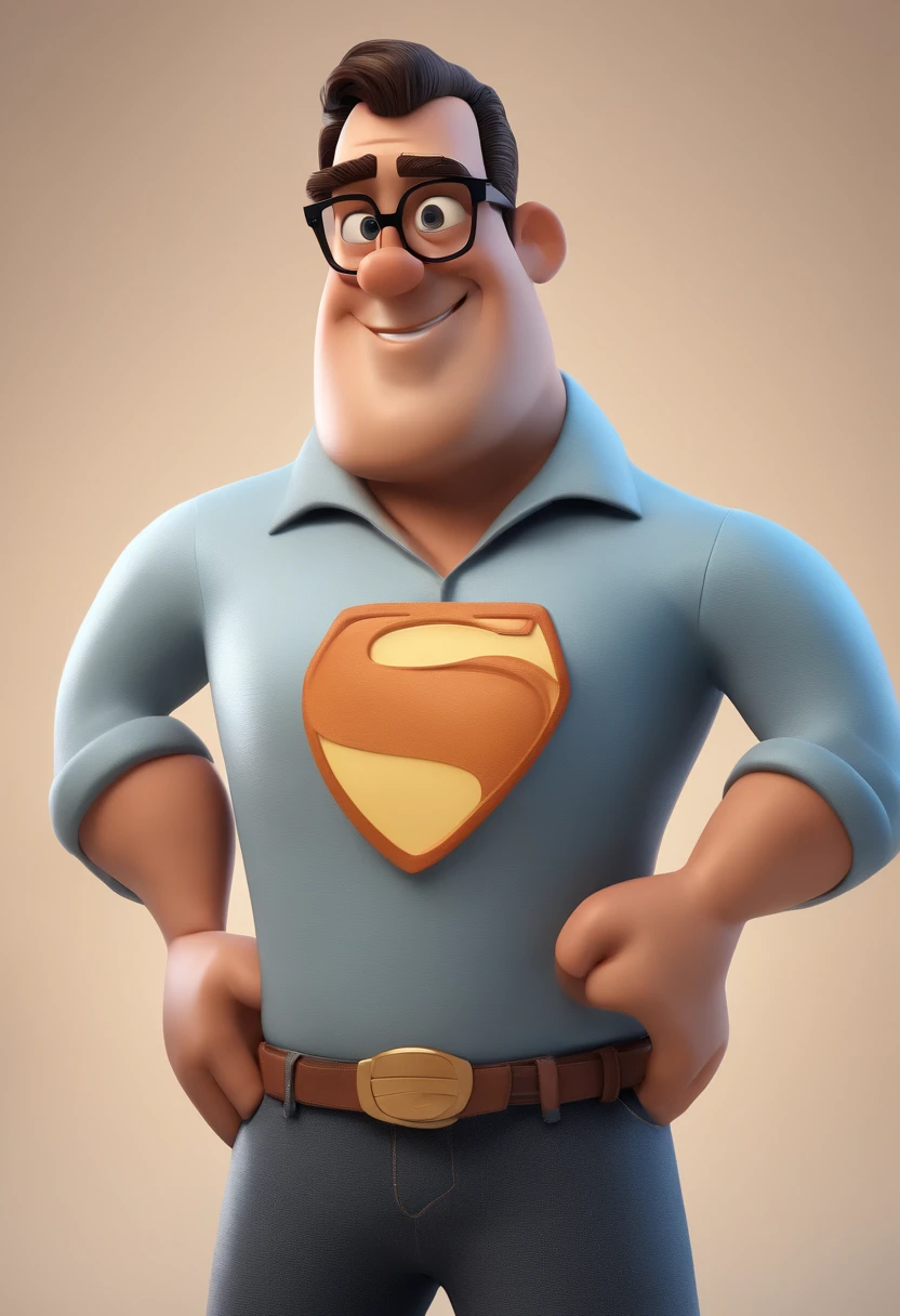 Cartoon character of a man with black glasses and a blue shirt, animation character, Caractere estilizado, animation style rendering, 3D estilizado, Arnold Maya render, 3 d render stylized, toon render keyshot, Personagem 3D, Personagem 3D, 3d rendering stylized, 3 d character render, personagem de desenho animado, Personagem de close up, Pose de personagem, (Estilo Pixar) (master part:1.2) (Bokeh) (best quality) (pele detalhada) (textura detalhada) (8k) (argila) (Cinematic lighting) (foco nítido