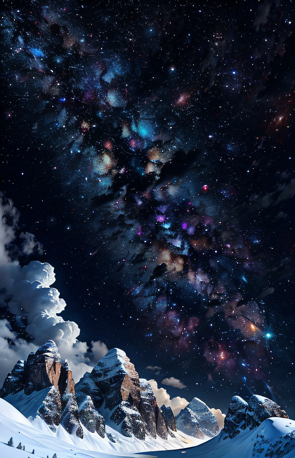 The Milky Way galaxy moving over the mountain ridge。 Night falls。 Starry Night。
