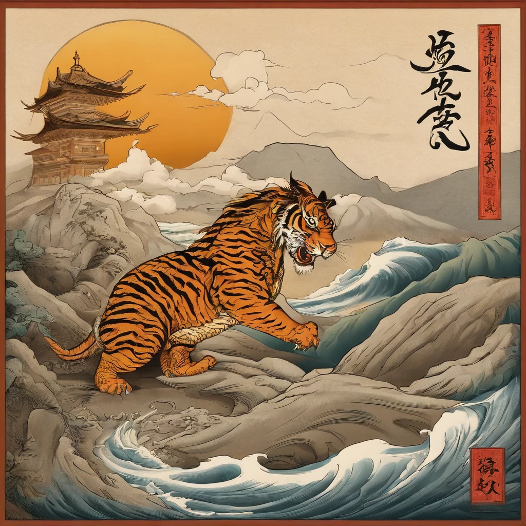 Yamakawa,rios,Sun,Mountain and Sea Skylark Scroll,Ancient mythology《Mountain and Sea Sutra》,Epic composition,shadowing,National style,martial art,Moves,Practice martial arts,Martial arts, mythology, dragon, tiger, tortise, pheonix