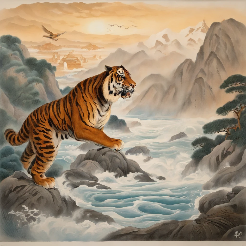 Yamakawa，rios，Sun，Mountain and Sea Skylark Scroll，Ancient mythology《Mountain and Sea Sutra》，Epic composition，shadowing，National style，martial art，Moves，Practice martial arts，Martial arts, mythology, dragon, tiger, tortise, pheonix