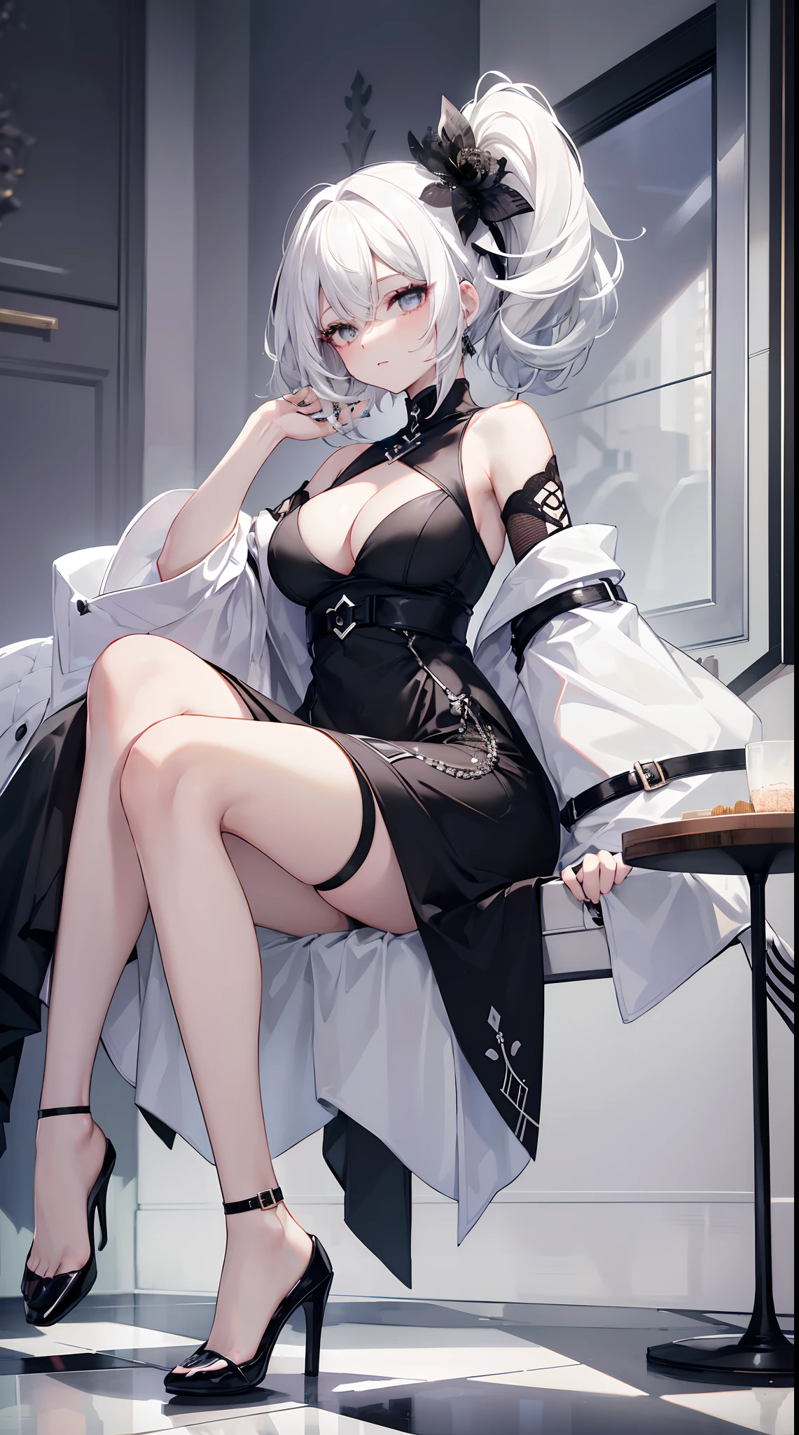 White hair and black mesh,
The dress with tile pattern shines.
To the contrast between white and black
I get drunk with the shaking of my sleeves.
High heels at the feet
Vivid lipstick shines
It's brighter than anyone else
I want to be such a woman.
White hair and black mesh,
The tile pattern dress is attractive.
For white and black gradation
I can see the swaying sleeves.
High heels at the feet
Brilliant nails shine
Cherish your own personality
I want to be such a woman.