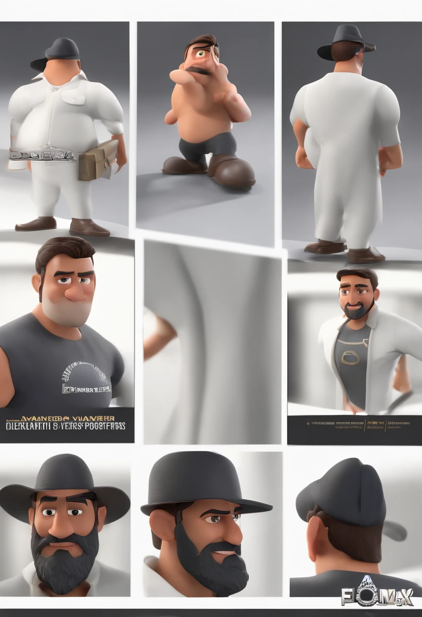 personagem dos desenhos animados de um homem com barba e uma camisa preta de treinador, animation character, Caractere estilizado, animation style rendering, 3D estilizado, Arnold Maya render, 3 d render stylized, toon render keyshot, Personagem 3D, Personagem 3D, 3d rendering stylized, 3 d character render, personagem de desenho animado, Personagem de close up, Pose de personagem, (Estilo Pixar) (master part:1.2) (Bokeh) (best quality) (pele detalhada) (textura detalhada) (8k) (argila) (Cinematic lighting) (foco nítido
