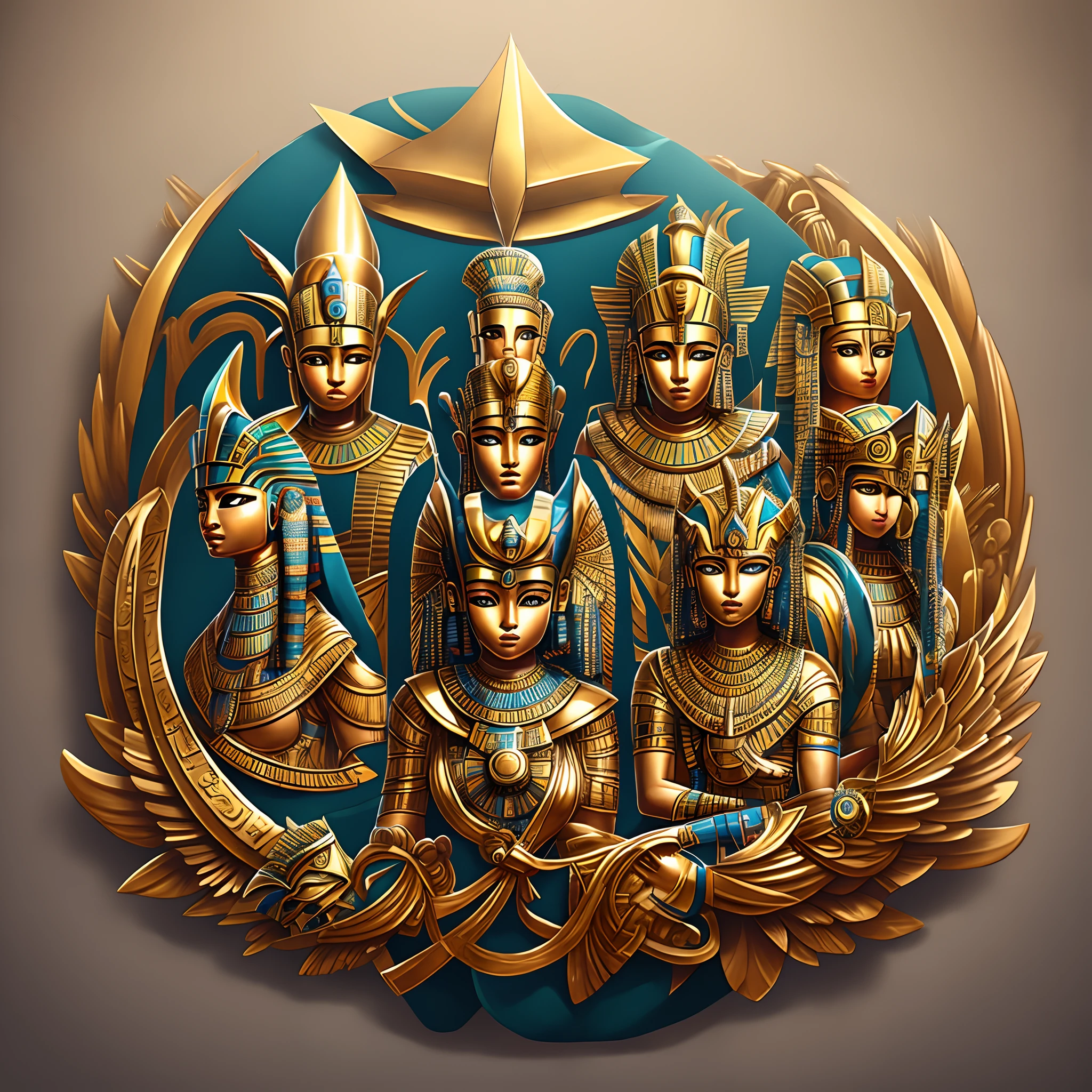 Create Round Logo of Egyptian Gods and Pharaohs