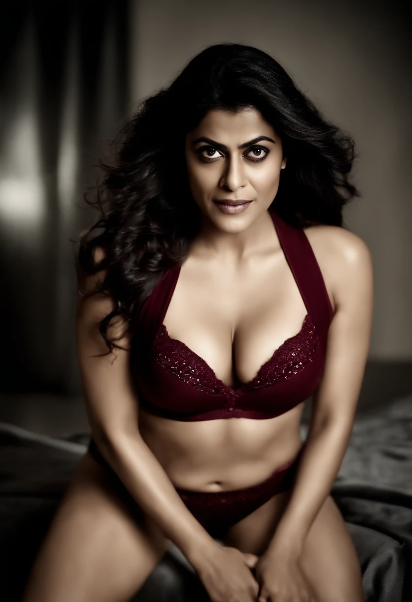 Kajol with big tits wearing maroon bra panties