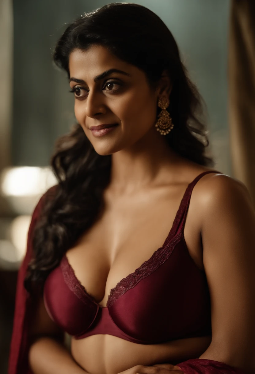 Kajol with big tits wearing maroon bra panties