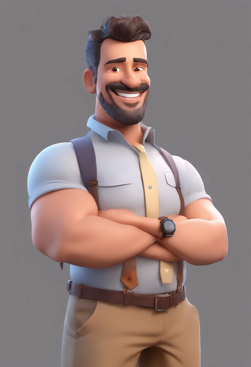 Smiling Man Illustration, sorriso insano, Homem de pele marrom com um sorriso gigante, happily smiling at the camera, sorriso atrevido, he's smiling, sorriso muito grande, Macho sorridente, foto de perfil headshot, rindo sorriso enorme, desenhando no estilo de Arte 3D, c4d, fundo de cor branco puro, estilo disney, estilo pixar render ilustracao Super Detalhe, 8k