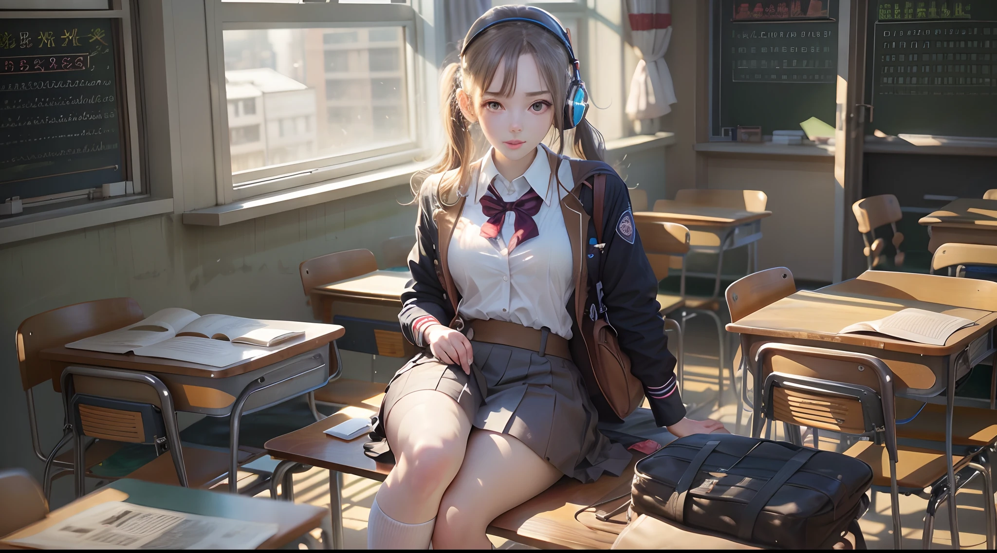 (masterpiece)),((best quality)),absurdres, 1girl, 1boy, squatting cowgirl position, pov, school uniform, (classroom:1.1), sunlight, (half-closed eyes:0.4), (parted lips:1.4), (nose blush:1.2), light smile, Cinematic, Hyper-detailed, insane details, Beautifully color graded, Unreal Engine, DOF, Super-Resolution, Megapixel, Cinematic Lightning, Anti-Aliasing, FKAA, TXAA, RTX, SSAO, Post Processing, Post Production, Tone Mapping, CGI, VFX, SFX, Insanely detailed and intricate, Hyper maximalist, Hyper realistic, Volumetric, Photorealistic, ultra photoreal, ultra-detailed, intricate details, 8K, Super detailed, Full color, Volumetric lightning, HDR, Realistic, Unreal Engine, 16K, Sharp focus, octane render --v testp