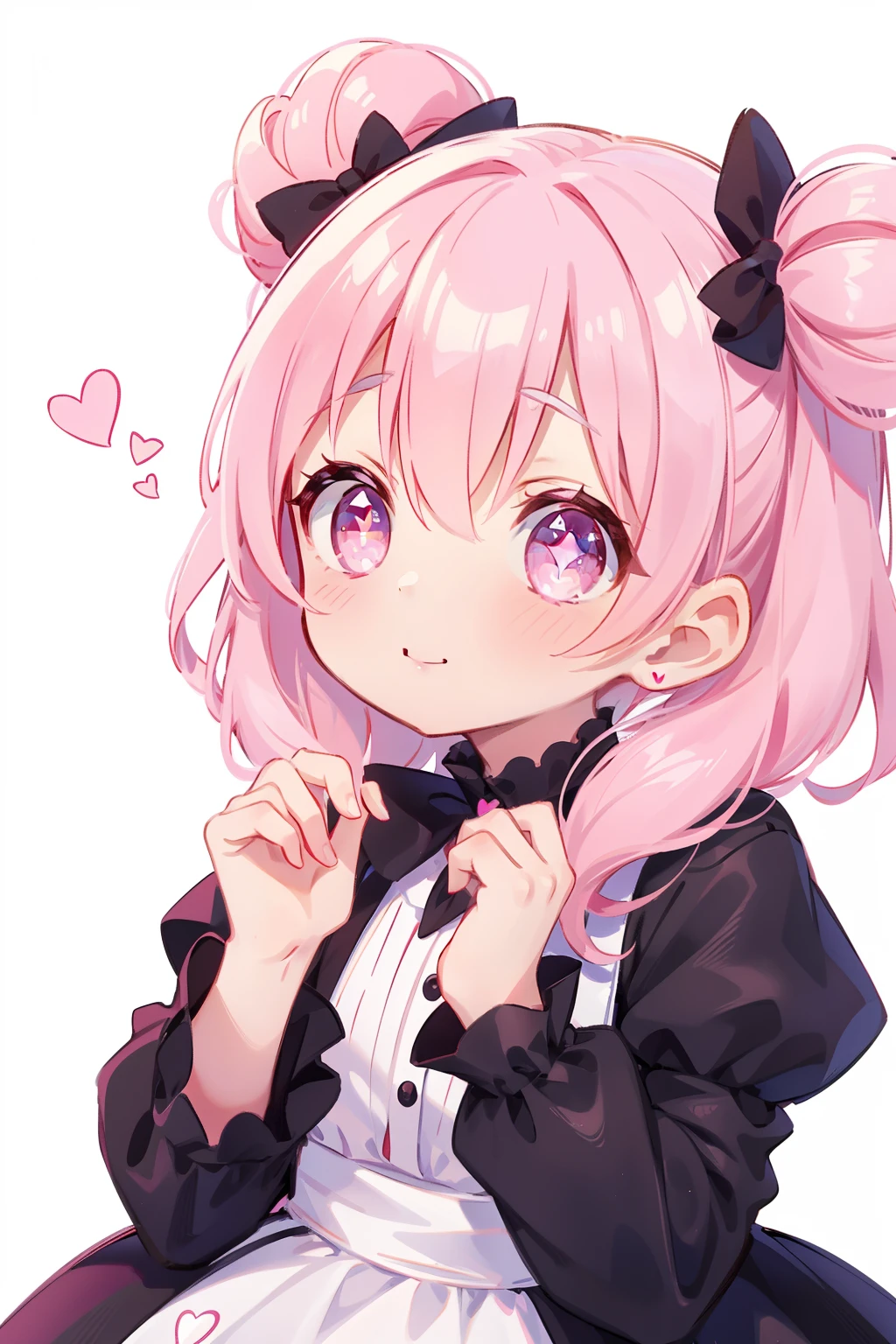 2 Girl, Gothic lolita, White background, Cute eyes, Sparkling skin,  (masutepiece), (Best Quality),(Pink Wanpisu)(White Wanpisu)((Hands heart-shaped))