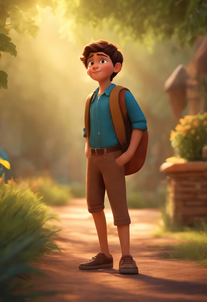 Image of a boy for a story in a YouTube video in Pixar format, He's the little allabester, He's the class leader, He's outgoing, Playful and gets up for a lot of things