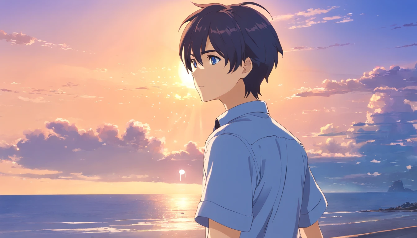 anime - style image of a man in a white shirt and blue jeans, anime moe artstyle, makoto, young anime man, anime handsome man, anime boy, boy has short brown hair, official art, full body portrait of a short!, male anime character, as an anime character, makoto shinka, makoto kano, anime style character