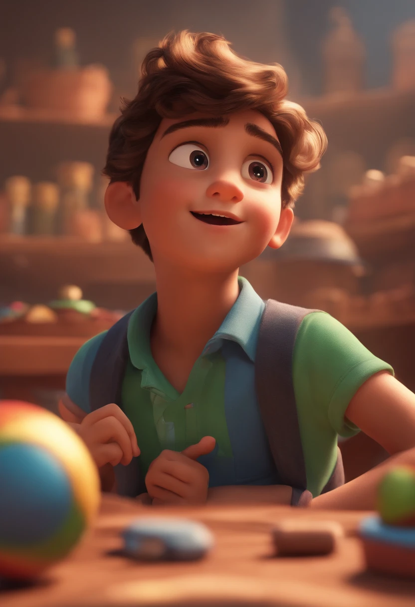Image of a boy for a story in a YouTube video in Pixar format, He's the little allabester, He's the class leader, He's outgoing, Playful and gets up for a lot of things
