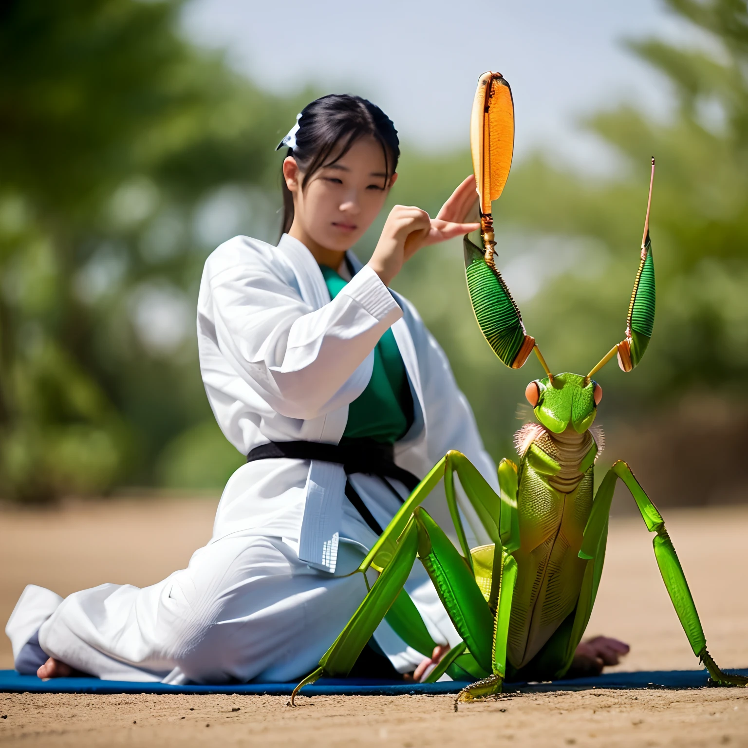 A grasshopper who can't do martial arts and a praying mantis who can use magic and are strong