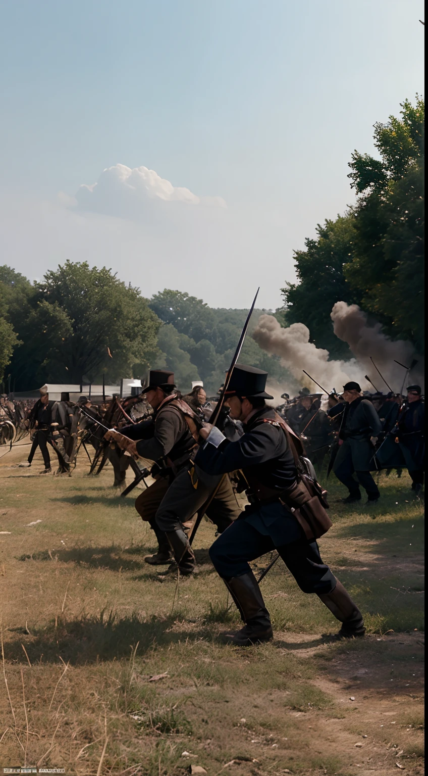 The American Civil War (1861-1865) depicts both armies ready to fight,