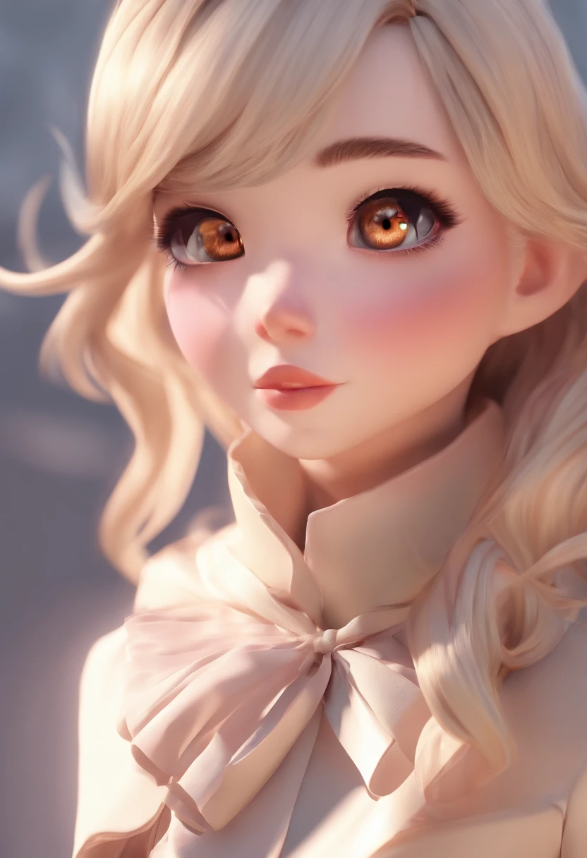 best quality, master part, fotorrealista, extremamente detalhado CG unidade 8k papel de parede, Chibi,1girl, Elsa,sozinho, cheio_corpo, sorrir, Olhando_em_visualizador, ao ar livre,