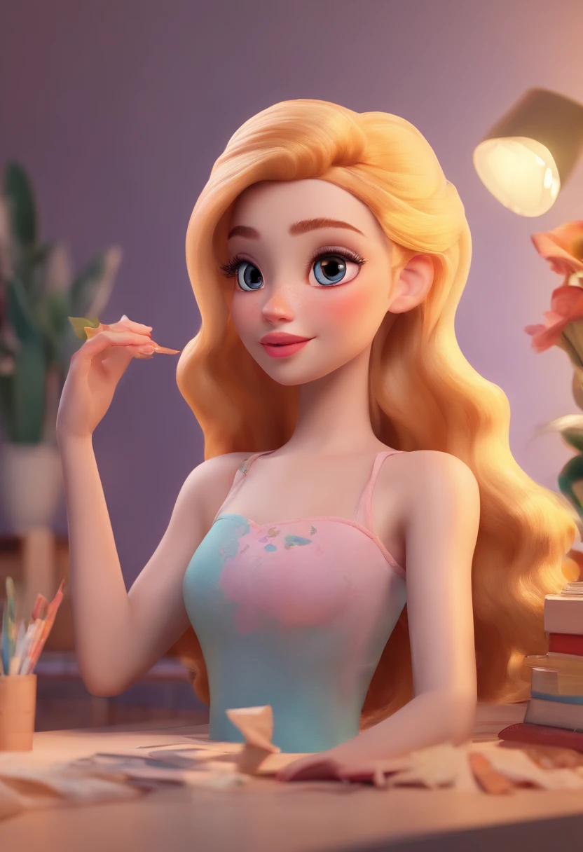 best quality, master part, fotorrealista, extremamente detalhado CG unidade 8k papel de parede, Chibi,1girl, Elsa,sozinho, cheio_corpo, sorrir, Olhando_em_visualizador, ao ar livre,