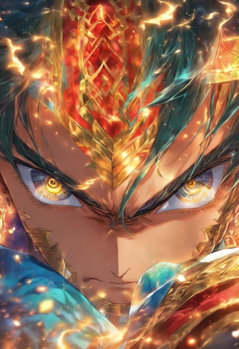 (absurderes, hight resolution, ultra-detailliert), 1 male, Adult, Handsome, finely detailed eyes and detailed face, Emperor,, Ring on background, visualart, occult, Universal, Vision casting, Philosophical, Iconography, Numerology, Popularity, artistic, Short hair, Smile, Calm expression, Half shot、Japanese anime