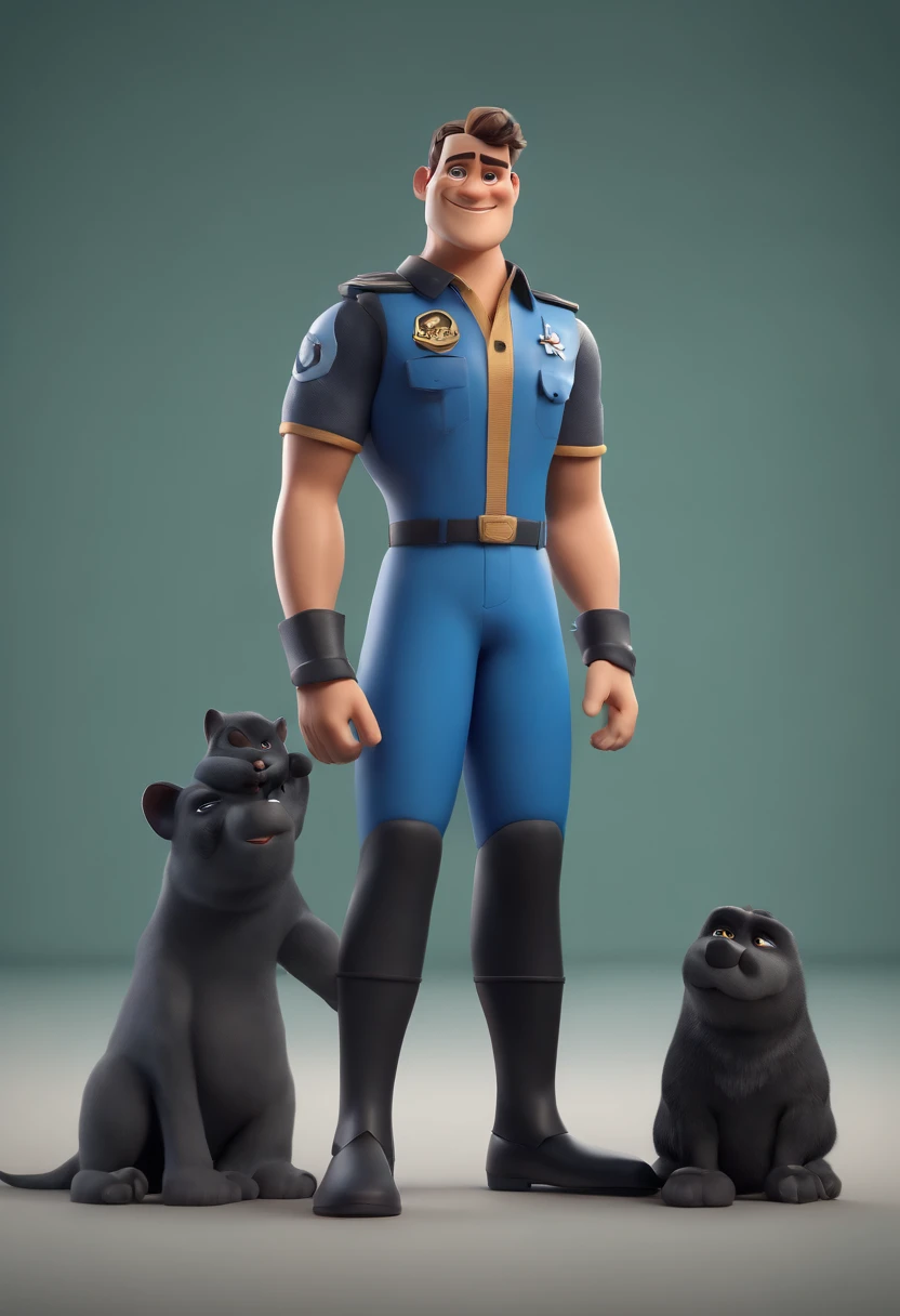 personagem dos desenhos animados de um homem com uma camisa azul, animation character, Caractere estilizado, animation style rendering, 3D estilizado, Arnold Maya render, 3 d render stylized, toon render keyshot, Personagem 3D, Personagem 3D, 3d rendering stylized, 3 d character render, personagem de desenho animado, Personagem de close up, Pose de personagem, (Estilo Pixar) (master part:1.2) (Bokeh) (best quality) (pele detalhada) (textura detalhada) (8k) (argila) (Cinematic lighting) (foco nítido