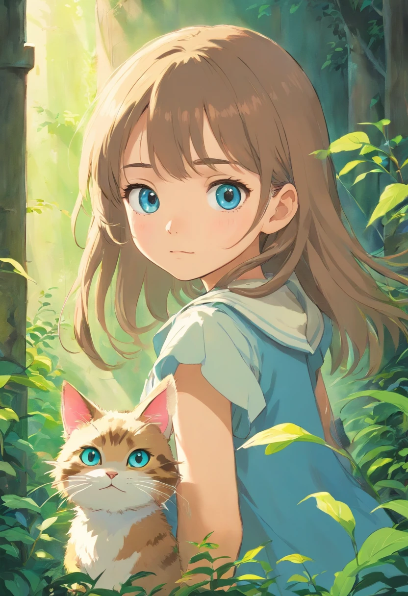 jolie aux yeux bleur avec un chat magique