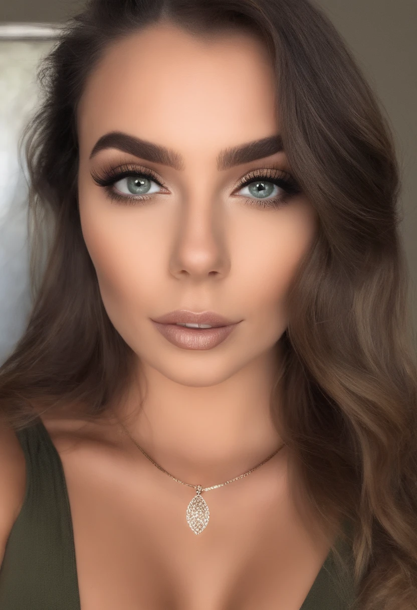 Femme arafed avec un bikini noir et un collier, fille sexy aux yeux verts, Portrait Sophie Mudd, cheveux bruns et grands yeux, Selfie d’une jeune femme, Yeux de chambre, Violet Myers, sans maquillage, maquillage naturel, Regardez directement la caméra dans le miroir, Visage avec Artgram, Maquillage subtil, Superbe selfie dans le miroir, Yeux verts perçants,latine