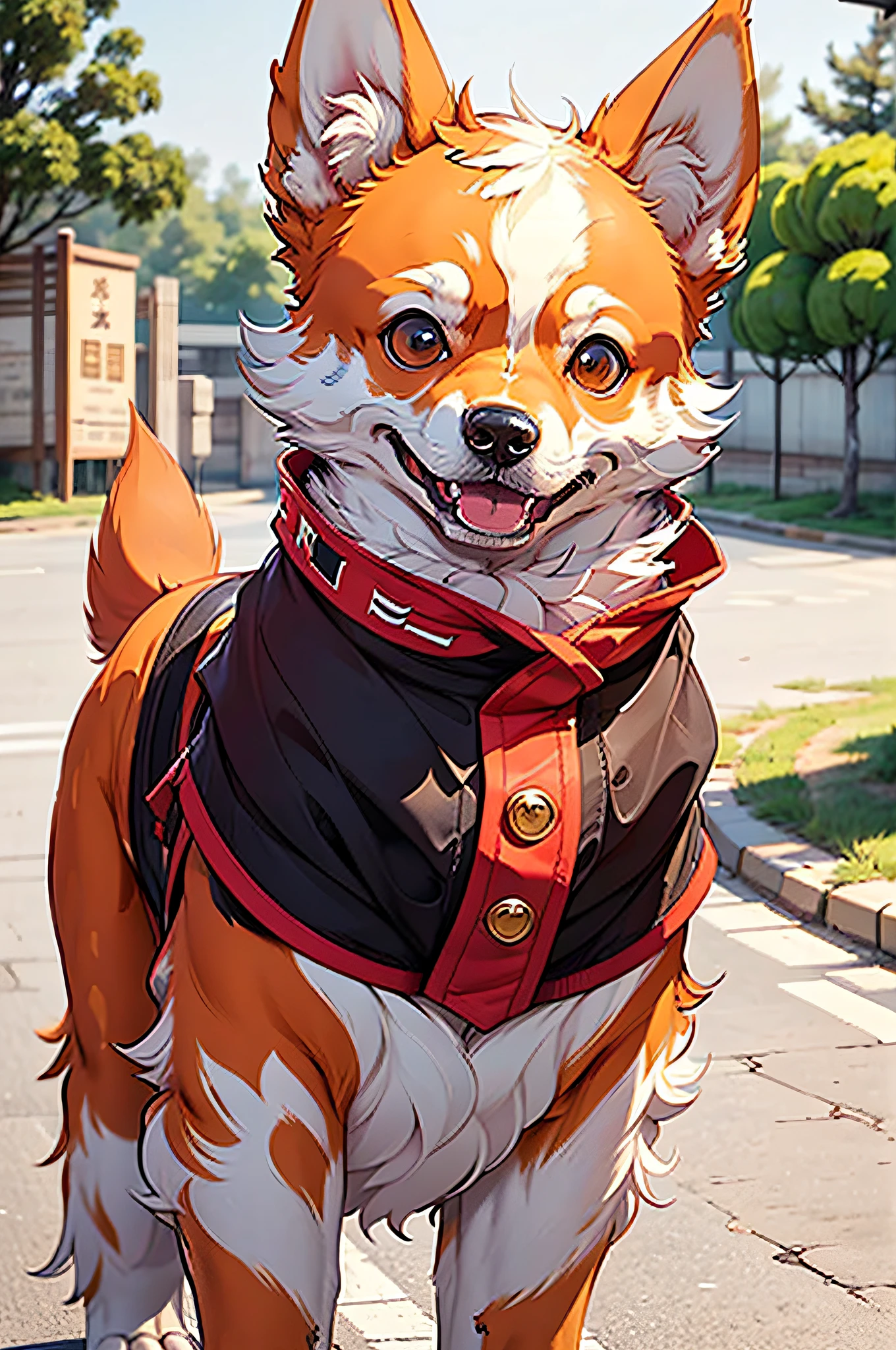 Generate an anthropomorphic dog image that fits the picture book。