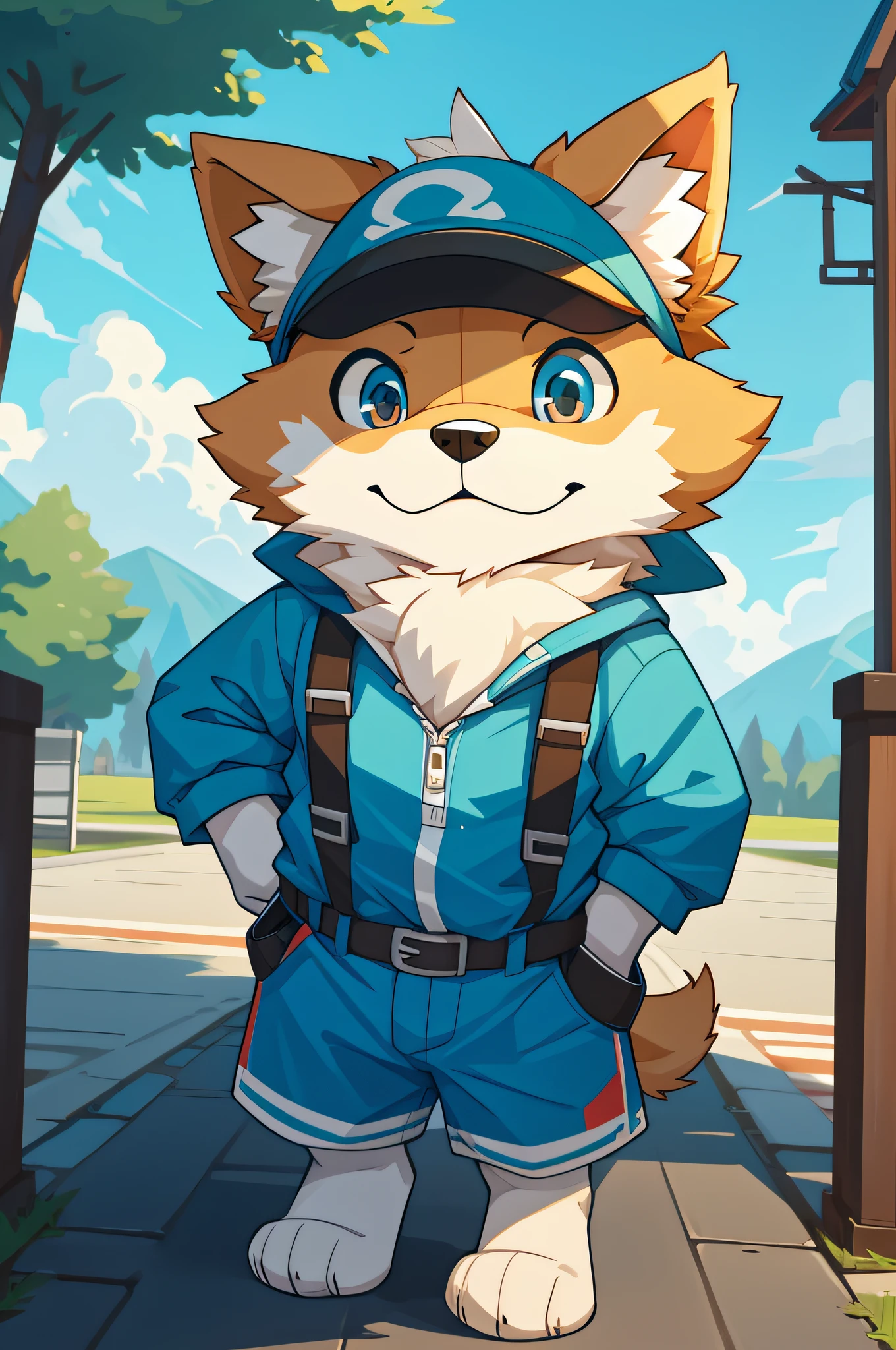 2 fois, anthro, mâle, Renard, (Miles Tails Prower, tails the Renard), yeux bleus, contexte détaillé, meilleure qualité, 1boy animal ears animal nose bag belt yeux bleus blue sky brown bag brown belt closed mouth day Renard boy Renard ears Renard tail full body furry furry mâle gloves goggles goggles on head grass hand up looking up mâle focus multiple tails outdoors red footwear shadow shoes sky smile sneakers socks solo standing tail two tails white gloves white socks yellow fur fat ass small dick fat