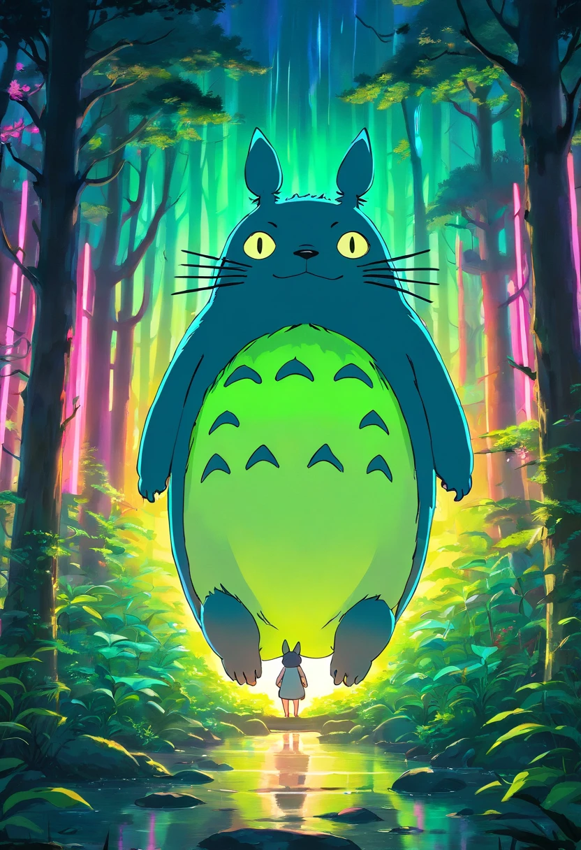 Totoro Neon Japanese Forest Decor