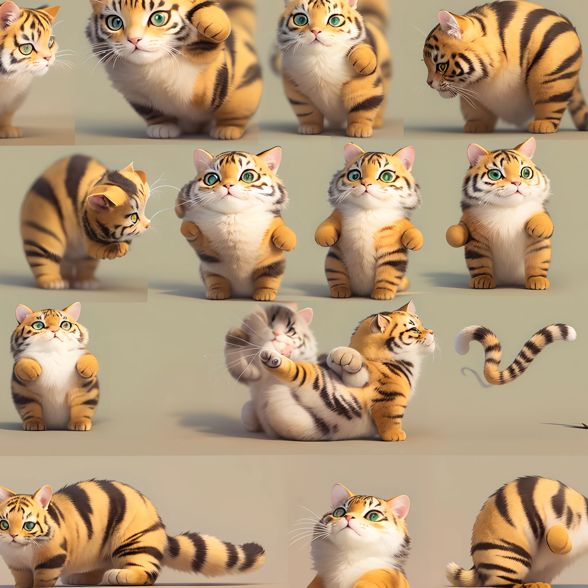 (cute cat: 1.5), standing, cute, wearing a tiger costume, form side,