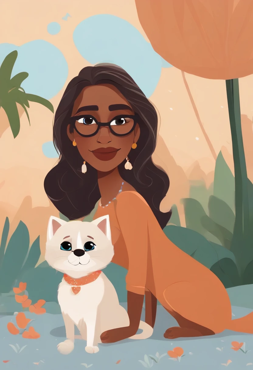 Create a poster inspired by Disney Pixar movies, apresentando um casal gay cabelo curto usando oculos , ele careca usando oculos acompanhado por um gatinho cinza e uma cachoreinha shitzu The poster is titled 'Lily' Digital art should be in the style of Pixar, reminiscent of an animated feature.