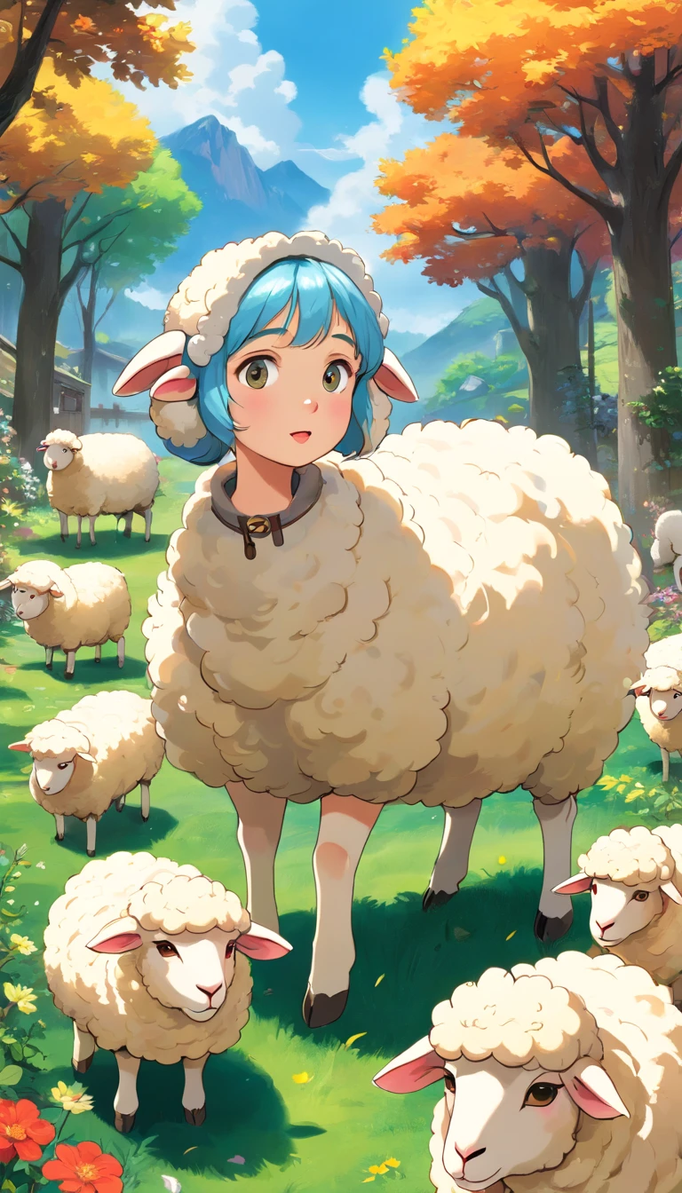 (top-quality,4K,8K,A high resolution,tmasterpiece:1.2),ultra - detailed,(Realist,Photorealist,Photorealist:1.37),Beautiful fece,A detailed eye,Detailed lips,The is very detailed,Beautiful fece,Naughty sheep in the garden,brightened light,brightened light,magic lighting,Cute 3d rendering,Beautiful artwork,Bright lights,Amazingly bright light,beautiful digital art,adorable digital art,Cute sheep,Capricious sheep,Charming bright light,Engaging digital art,Beautiful and shiny creatures,Cute whimsical sheep,Magic scenes,A sheep,A sheep that crawled down