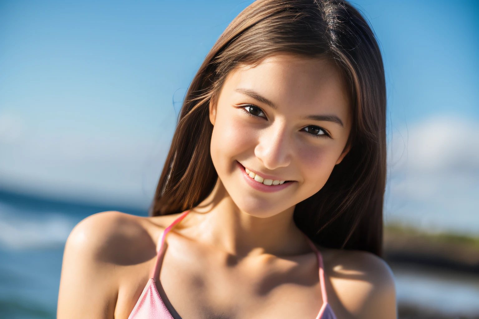 SeaArt , 1cute girl, portrait, bokeh, ( masterpiece), accurate, anatomically correct, f/1.8, 90mm, Fujifilm GFX 50R, raw photo, regina display, super detail, high details, high quality, best quality, highres, UHD, 1080p HD, 4K, 8K, ((( old 1girl))), Realism, ((Face and body the full front)), (standing), ((small breasts)), (yellow black bikini), medium Hair, beautiful white skin, young features, beautiful pussy, soothing tones, high contrast, natural skin texture, of Sweden, Northern Lights Sky, (shy smile),