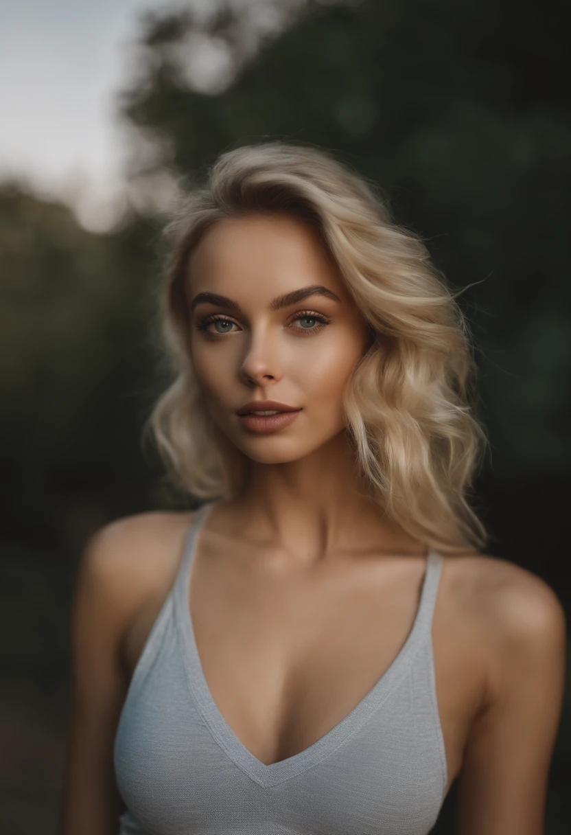 Oman with matching tank top and , fille sexy aux yeux bleus, Portrait Sophie Mudd, Portrait de Corinna Kopf, cheveux blonds et grands yeux, selfie of a young woman, ohne Maquillage, maquillage naturel, Look directly into the camera, Visage avec Artgram, dezentes Maquillage, Superbe photo du corps entier,walking in a park, gros seins, Blonde, Latin