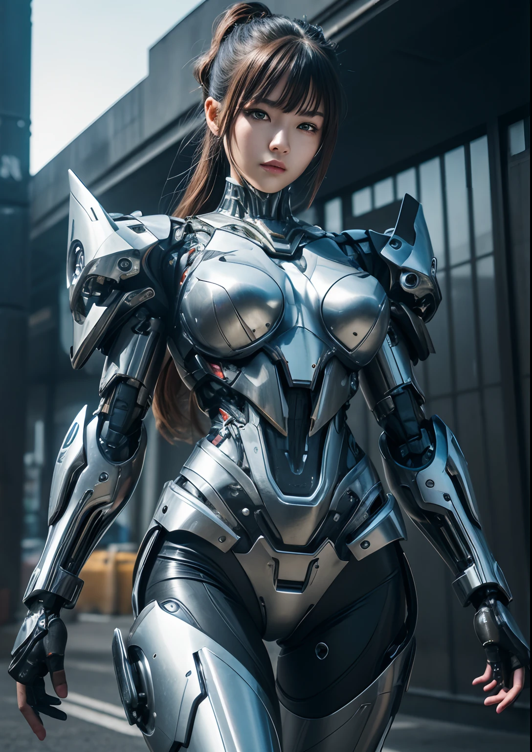 Best quality at best,tmasterpiece,超高分辨率,(真实感:1.4),The sword,Detailed details,1girll,Combat posture,cleavage,a beauty girl,Hand-held weapons,mechs,A mechanical,ellegance,Clear focus,gentlesoftlighting,vivd colour,tmasterpiece,