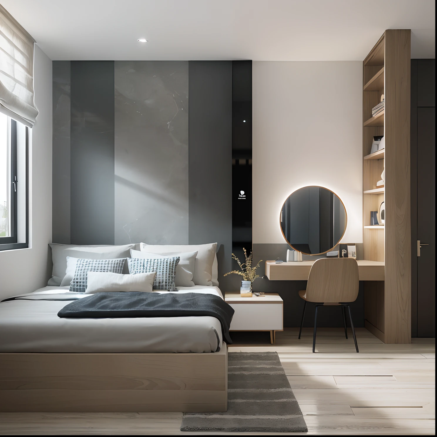 Morden space design, (((volumetric light:1.2))), (Masterpiece,best quality,8k uhd,dslr,soft lighting,high quality,hyper detail,film grain,Fujifilm XT3, UE 5 render 8k, super high resolution, supper detail:1.2), color block wall decor, abtract poster decor, glossy terazzo floor:1.3,OPEN POSE