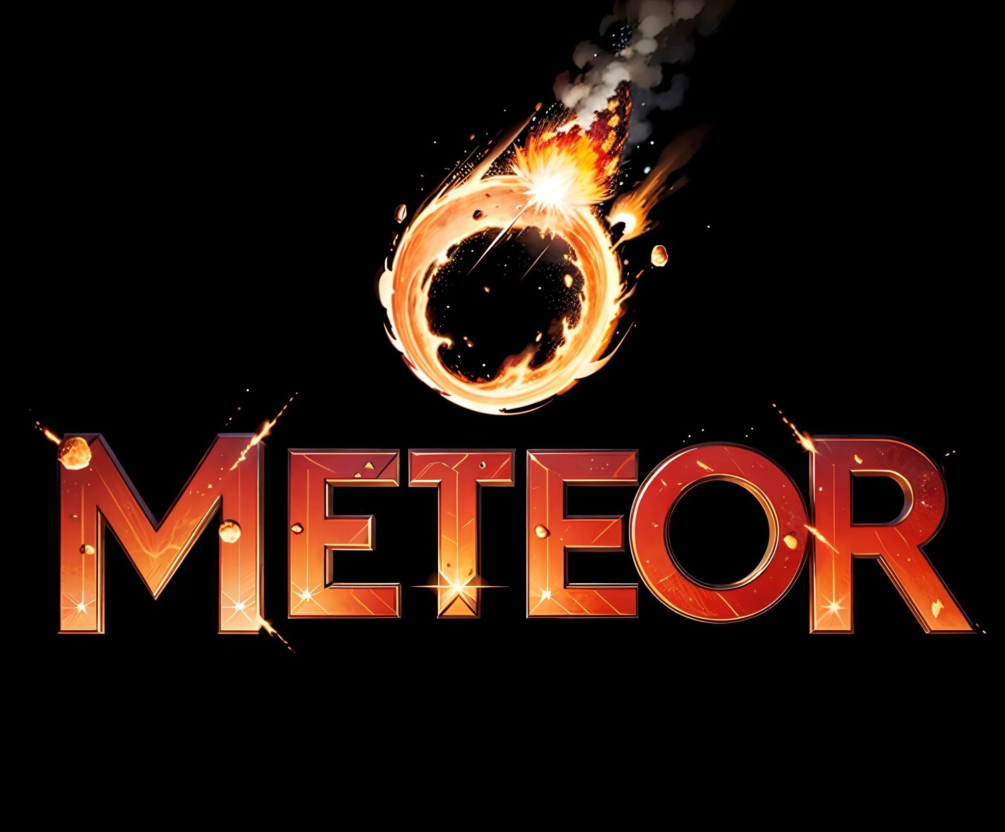 meteorr logo on black background, meteor, meteors, meteorite, meteors are falling from the sky, meteor shower, perseides meteor shower, shining meteor, meteors falling, meteorites, during a meteor storm, metroid, vector logo, metallic asteroid, logo, logo, golden meteors, mellotron, leaked image, metaphor, metabaron, text : "METEOR", with text "METEOR", gold meteor, epic, 4K