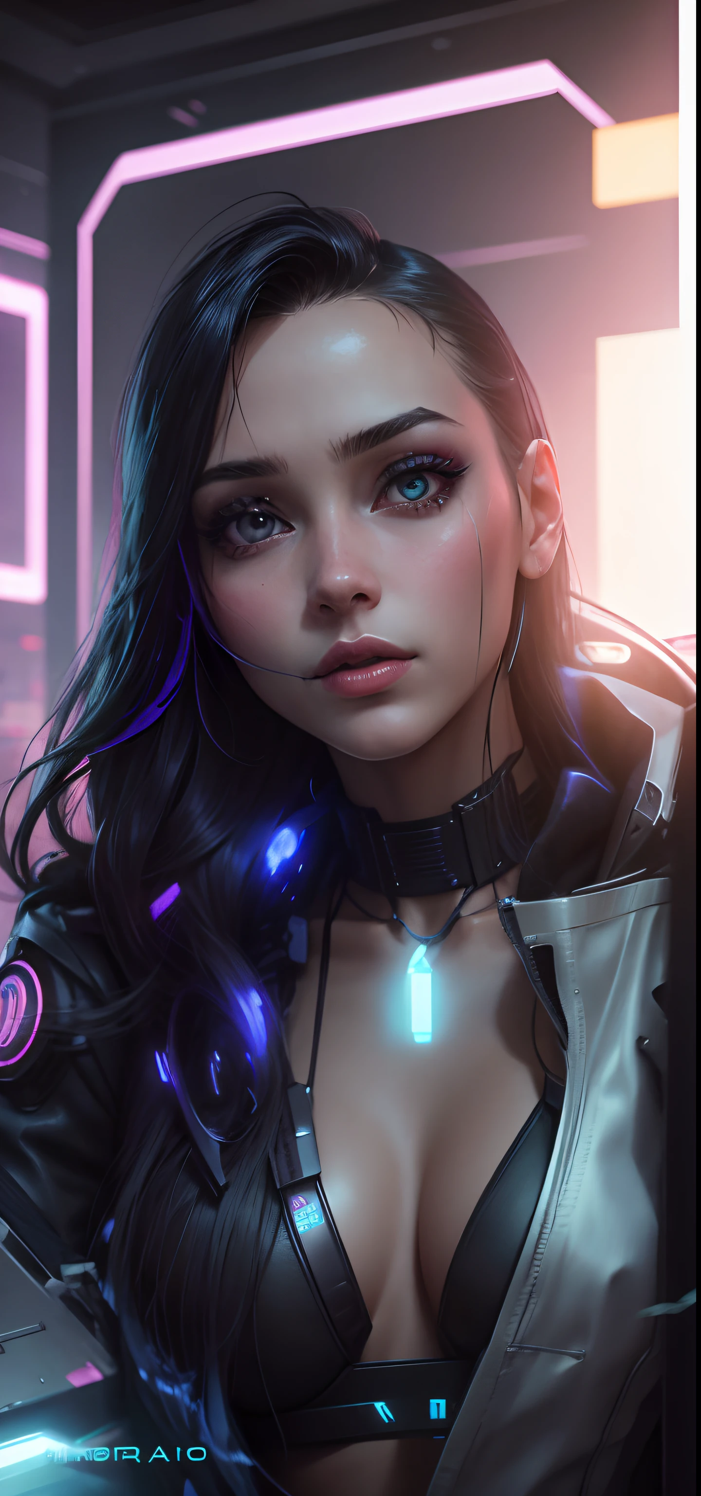 Change background cyberpunk beautiful girl, realistic face, 8k, ultra realistic,
