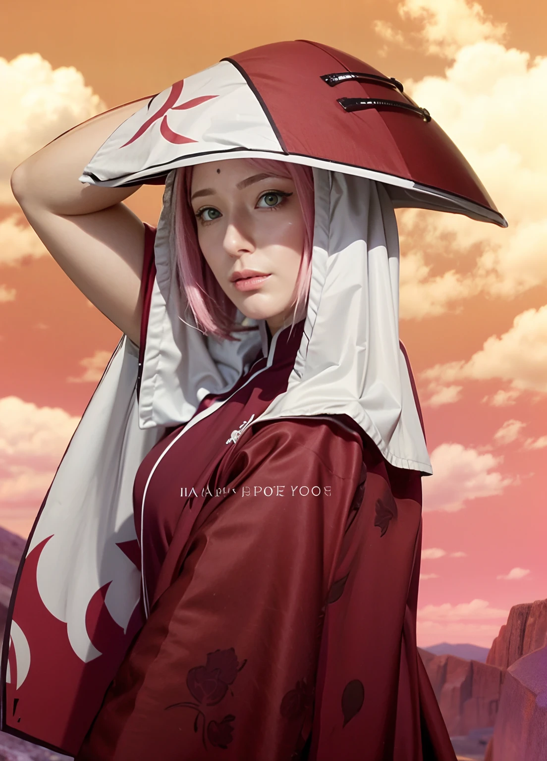make her hair pink , and details on the clothes
